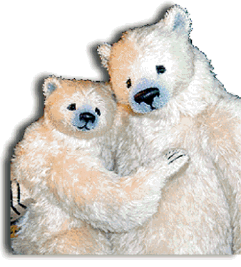 Mama and Baby Polar - Handmade Teddy Bears, Mohair Teddy Bears, Artist Teddy Bears by Award Winning Artist Denise Purrington 